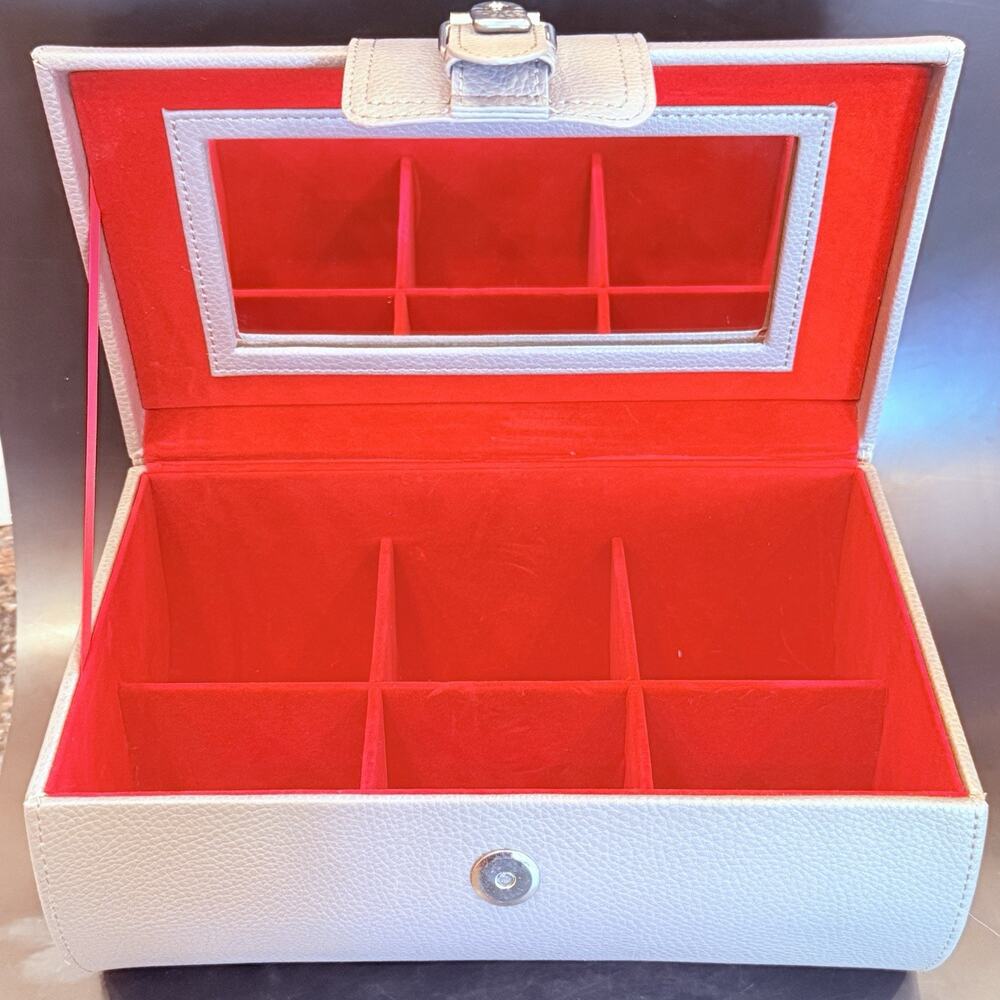 UNO de 50 Jewelry Travel Case Gray Red Jewelry Organizer Box Carry 10” EUC